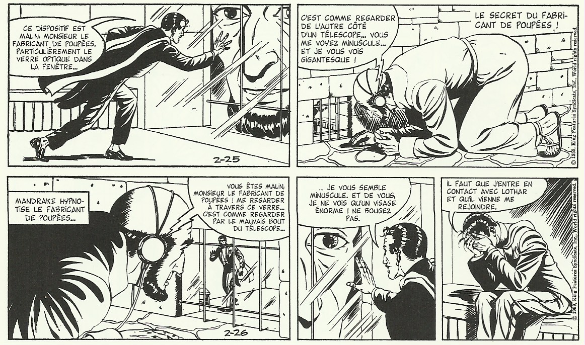 planche d'un album de Mandrake , bande dessinée en noir et blanc