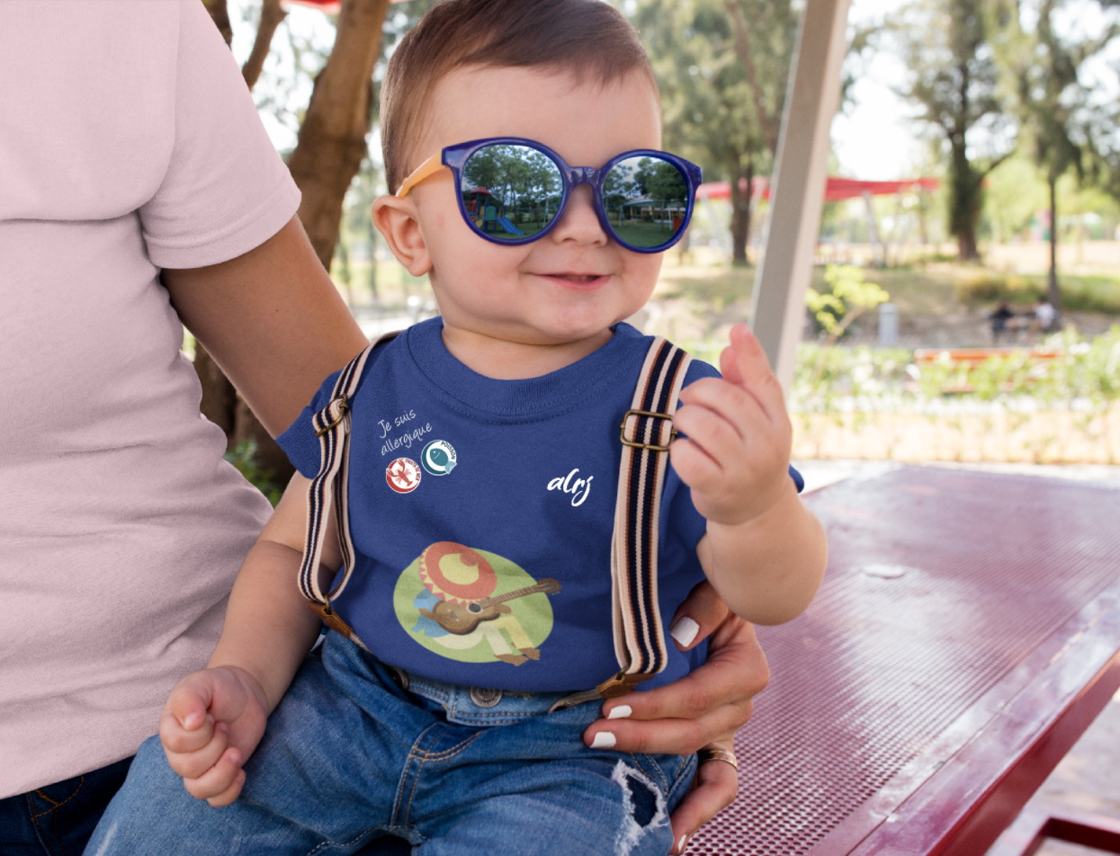 T-Shirt Bébé De Prévention Des Allergies,  Motif Guitariste