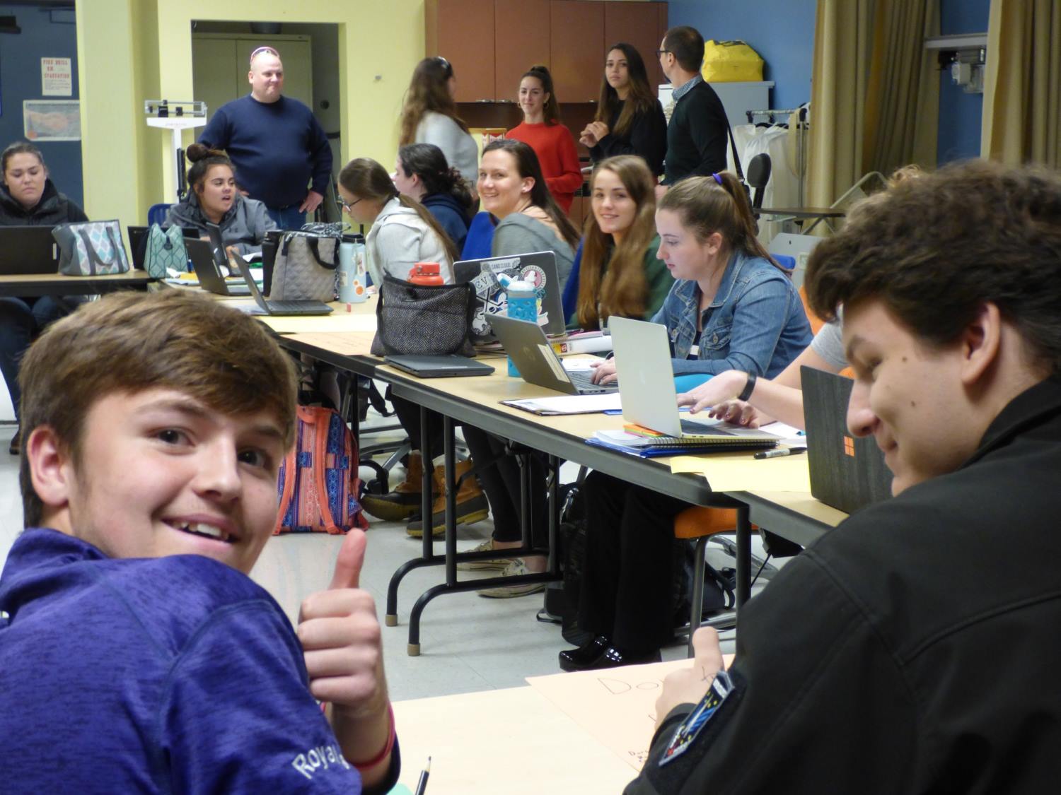 Lors d'un cours partagé au lycée d'Hartford