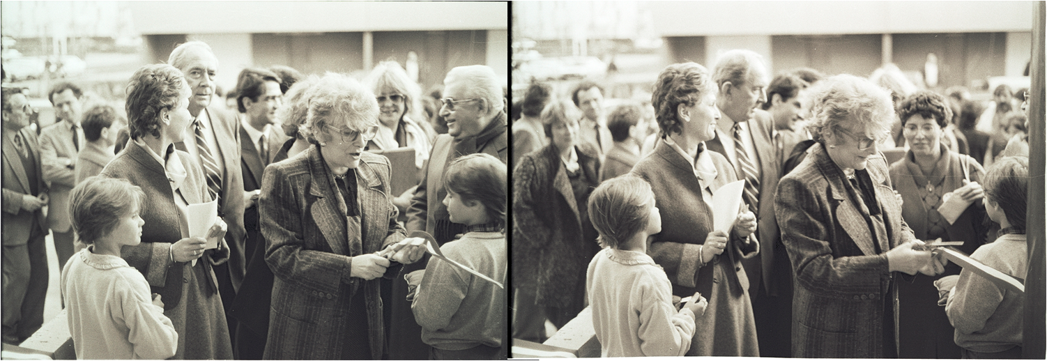  Inauguration de l’APAFED par Yvette Roudy, Ministre des droits de la femme /  12 décembre 1985, aux côtés de Josiane Rode, Pierre Garmendia et rené Bonnac